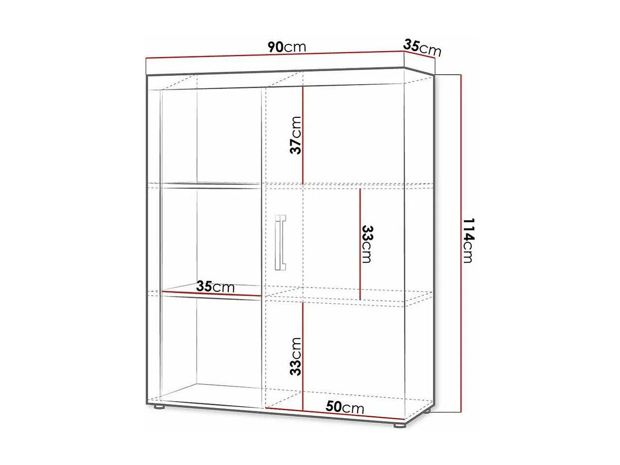 Aparador Cormiru 101, 114x90cm, Número de puertas: 135cm, Estanterías