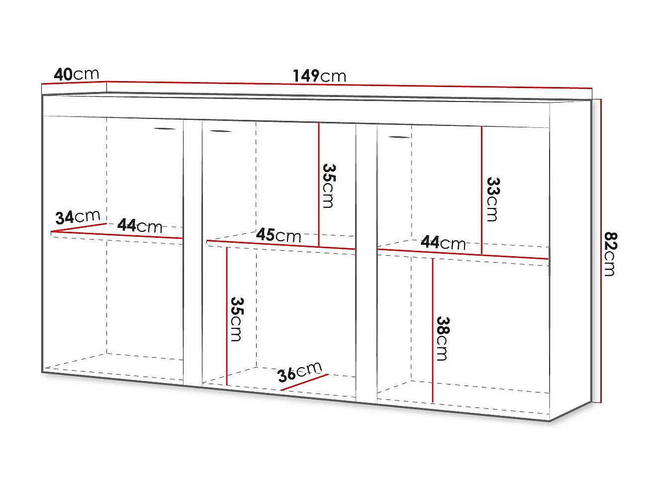 Aparador Tucson 121, Roble Sonoma, 82x149cm, Número de puertas: 340cm