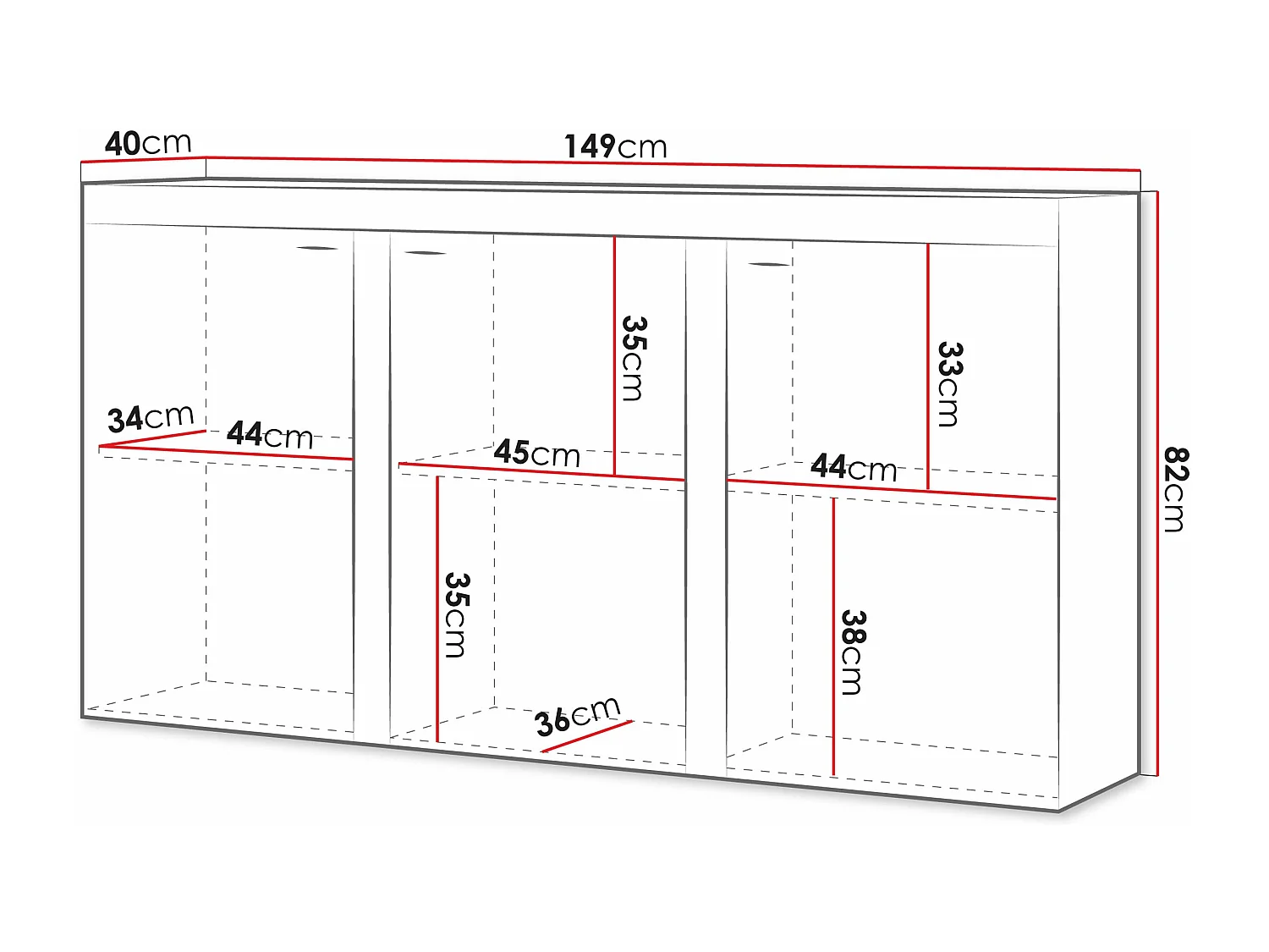 Aparador Tucson 121, Roble Sonoma, 82x149cm, Número de puertas: 340cm
