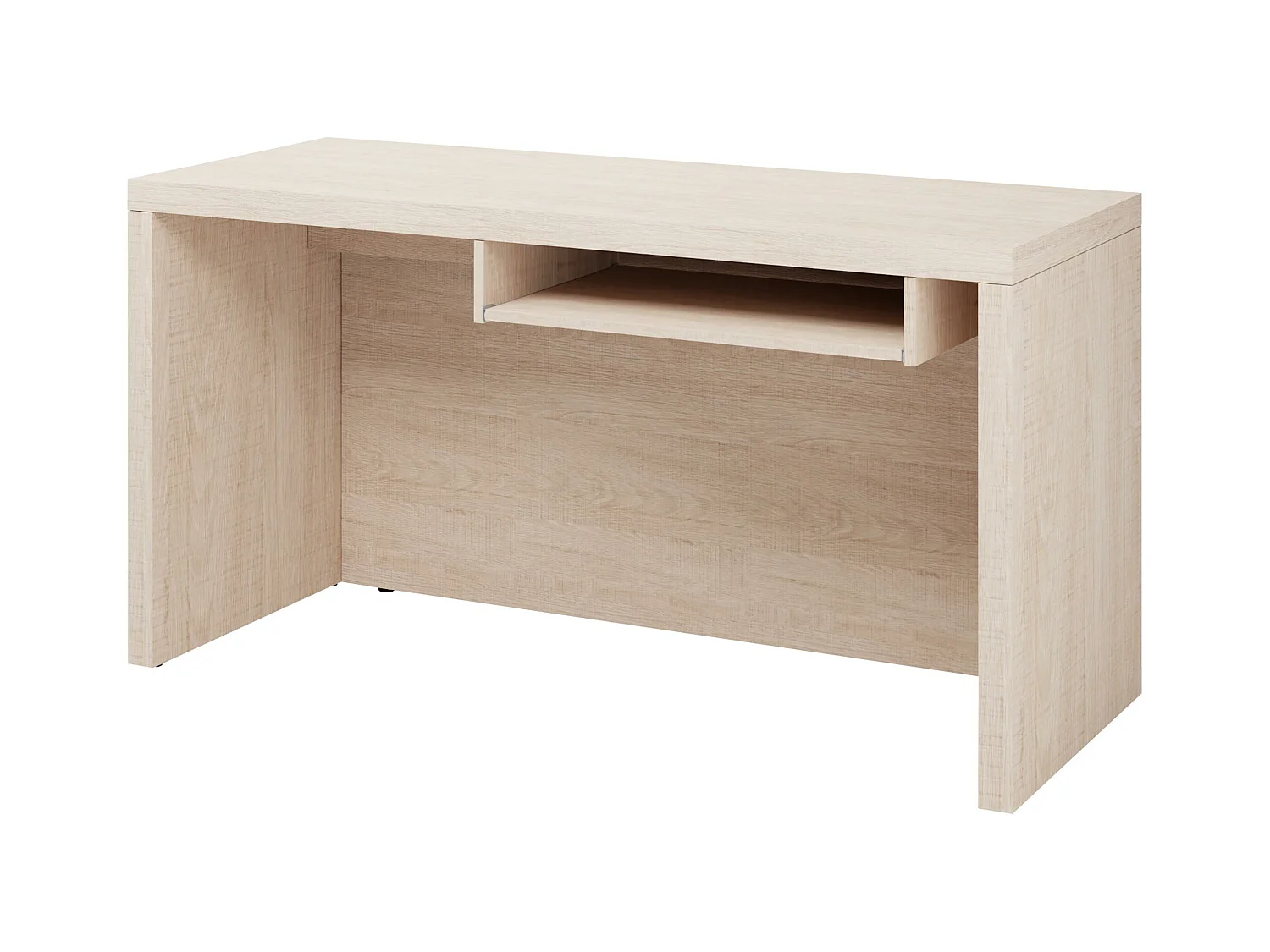 Bureau Fiomeri 122, Étagère à clavier, 78x150x67cm, Chêne santana