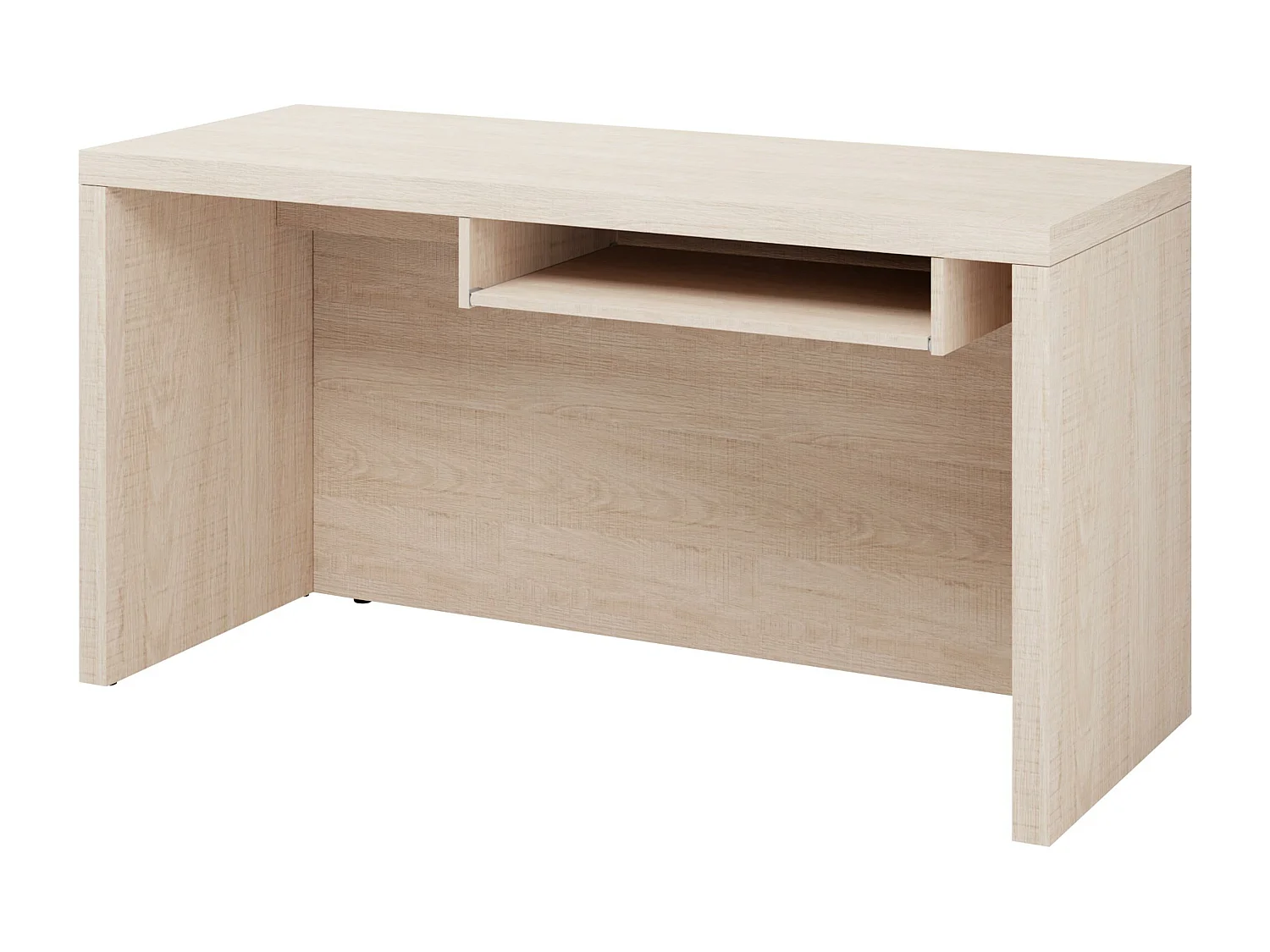 Bureau Fiomeri 122, Étagère à clavier, 78x150x67cm, Chêne santana