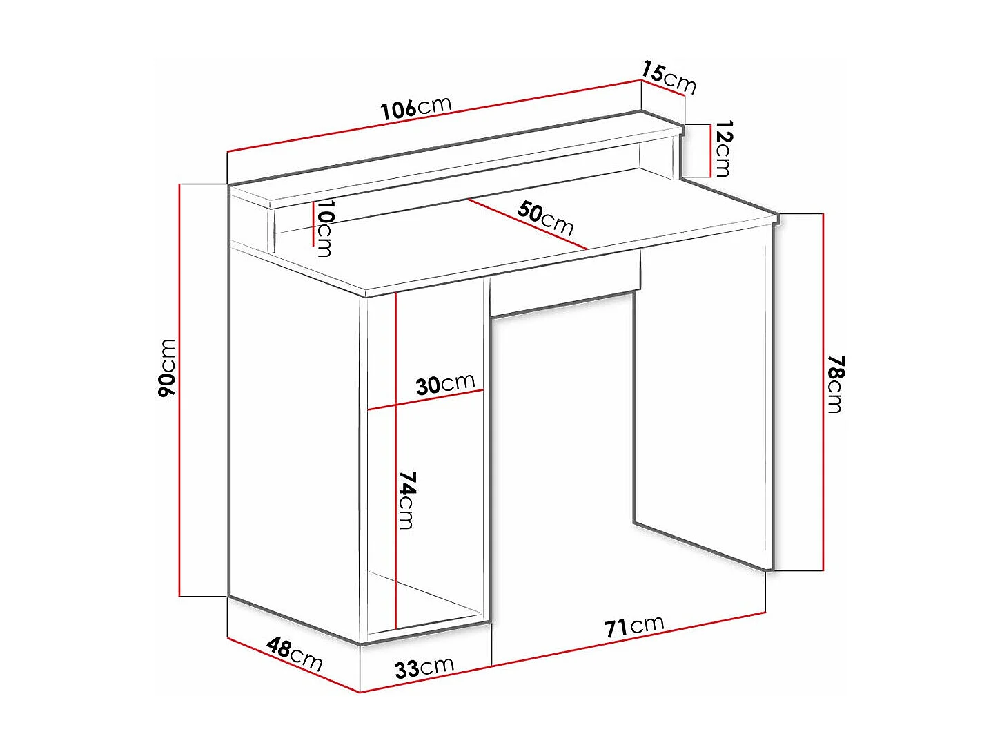Scrivania da gioco Hartford 324, 78x106x48cm, Nero