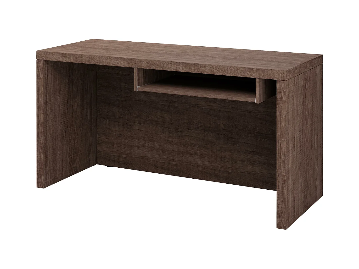 Bureau Fiomeri 122, Étagère à clavier, 78x150x67cm, Sombre chêne santana