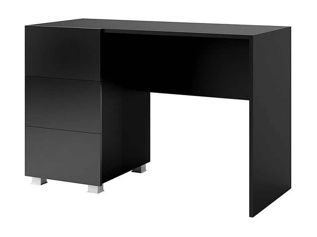 Bureau Tivdalu 122, Avec tiroirs, Nombre de tiroirs: 3, 77x110x50cm, Noir brillant|Noir