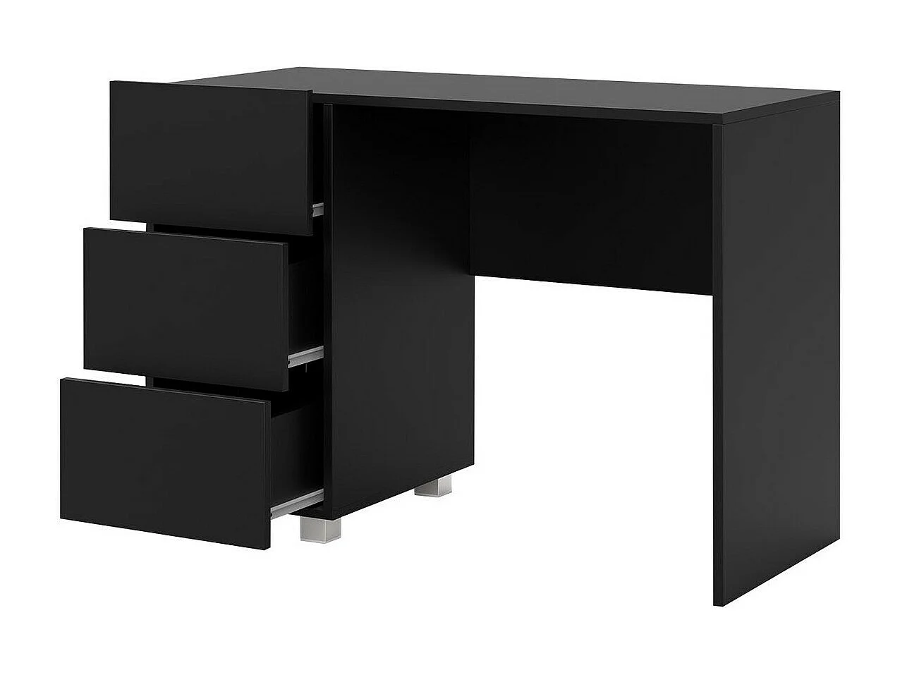 Bureau Tivdalu 122, Avec tiroirs, Nombre de tiroirs: 3, 77x110x50cm, Noir brillant|Noir