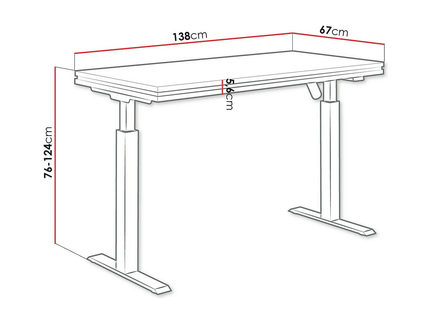 Table de travail réglable en hauteur Tucson 170, Réglable en hauteur|Électrique, 76x138cm