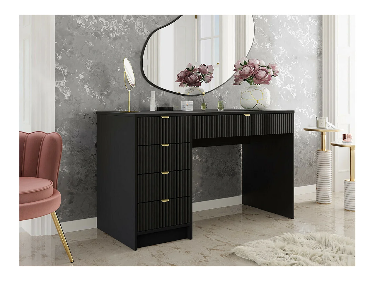 Bureau Comfivo Larmire 100, Avec tiroirs, Nombre de tiroirs: 5, 76x120x55cm, Noir