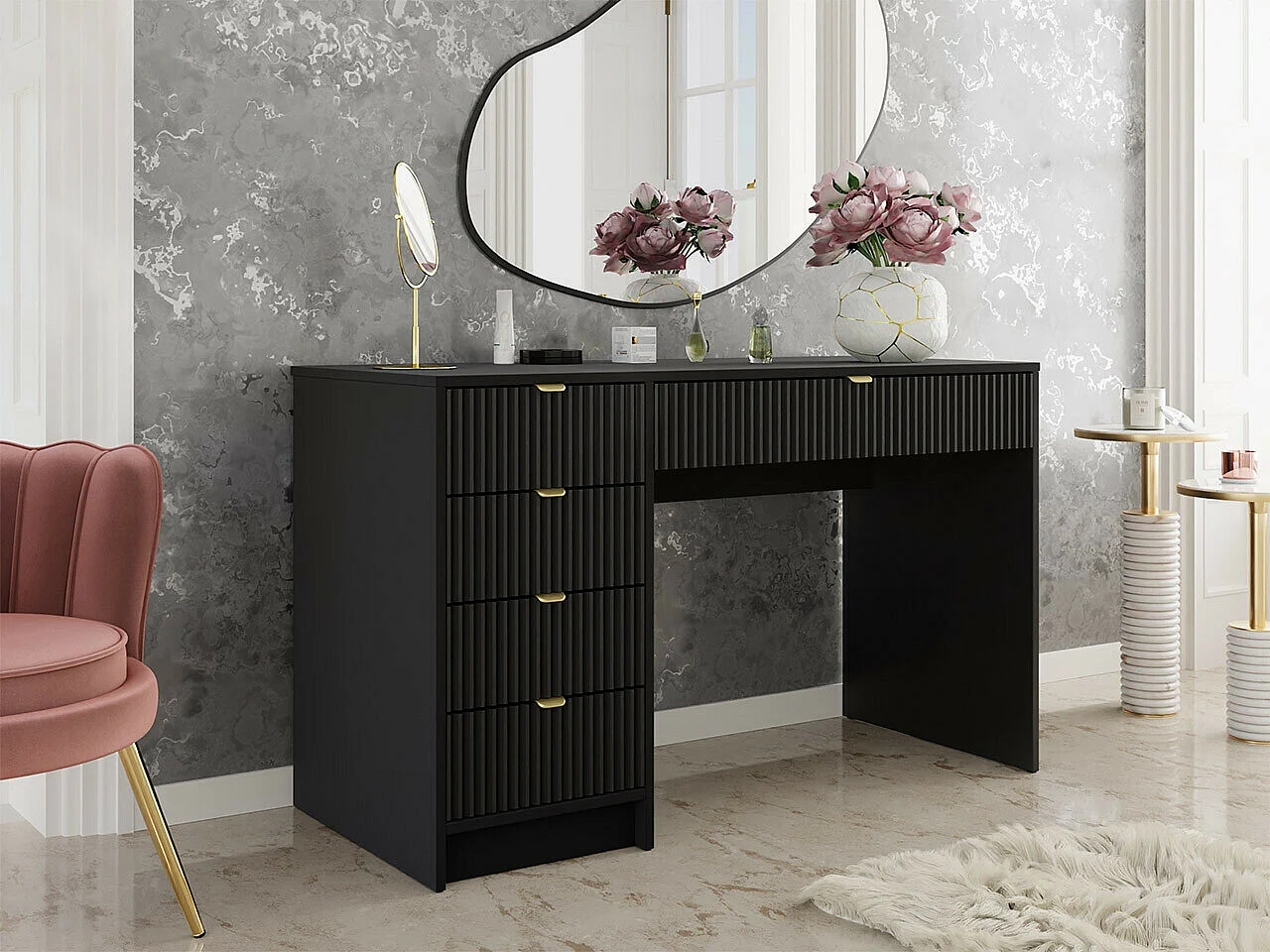 Bureau Comfivo Larmire 100, Avec tiroirs, Nombre de tiroirs: 5, 76x120x55cm, Noir