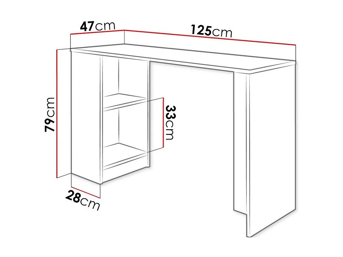 Mesa de oficina Dover 113, 79x125x47cm, Blanco