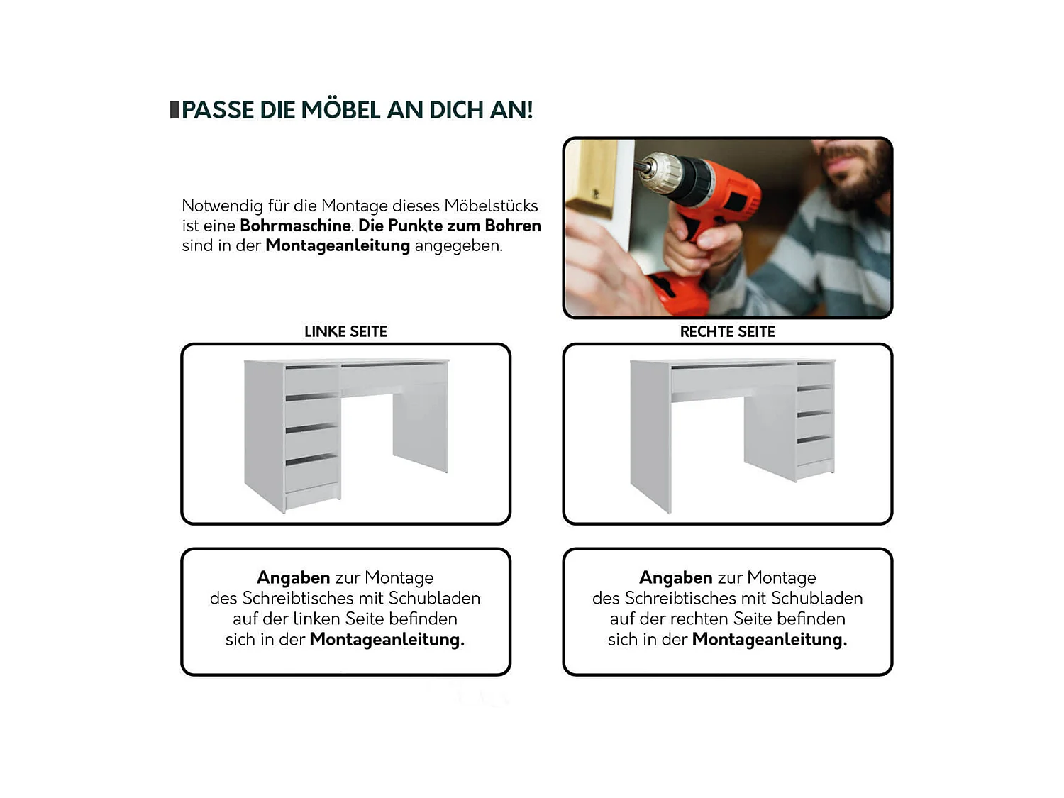 Mesa de escritório Comfivo 312, Com gavetas, Número de gavetas: 5