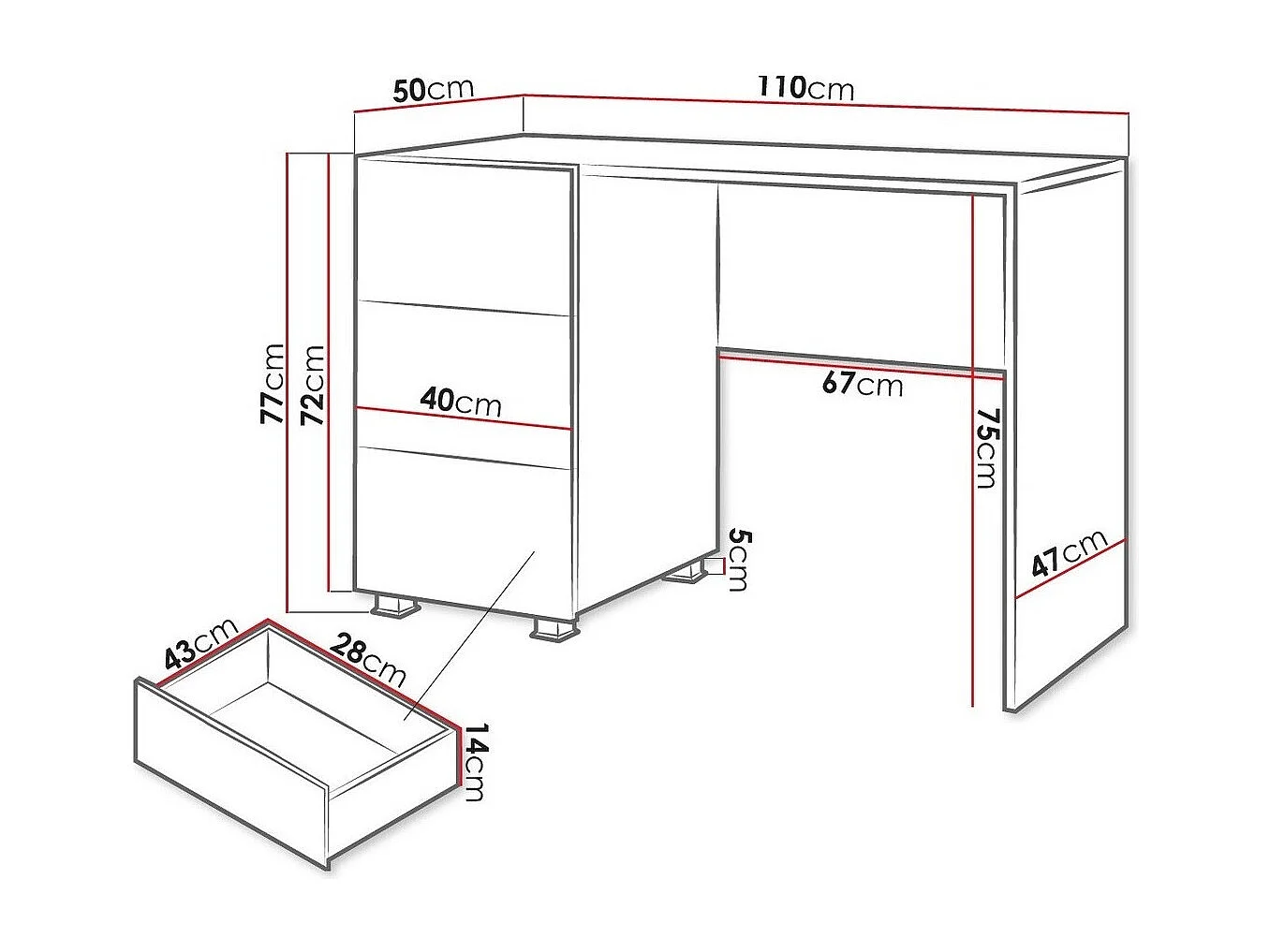 Bureau Tivdalu 122, Avec tiroirs, Nombre de tiroirs: 3, 77x110x50cm, Chêne doré