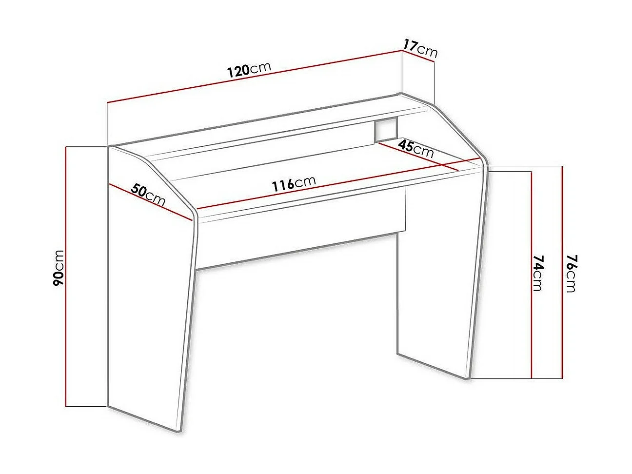 Bureau Sorviru 100, 76x120x50cm, Blanc|Turquoise