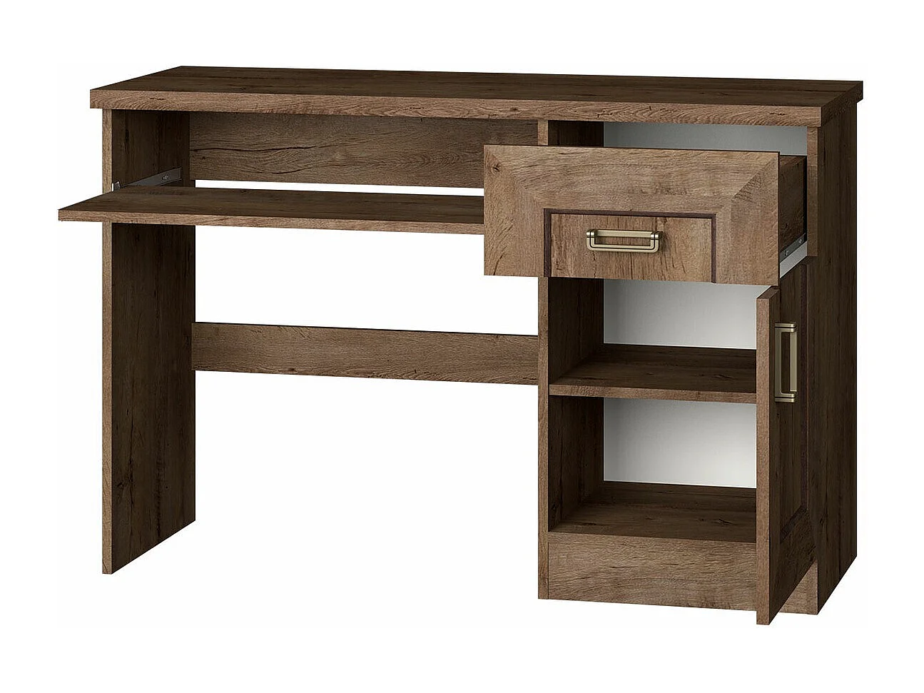 Mesa de oficina Lircava 114, Con cajones|Con un estante para teclado|Con puertas, 79x60cm