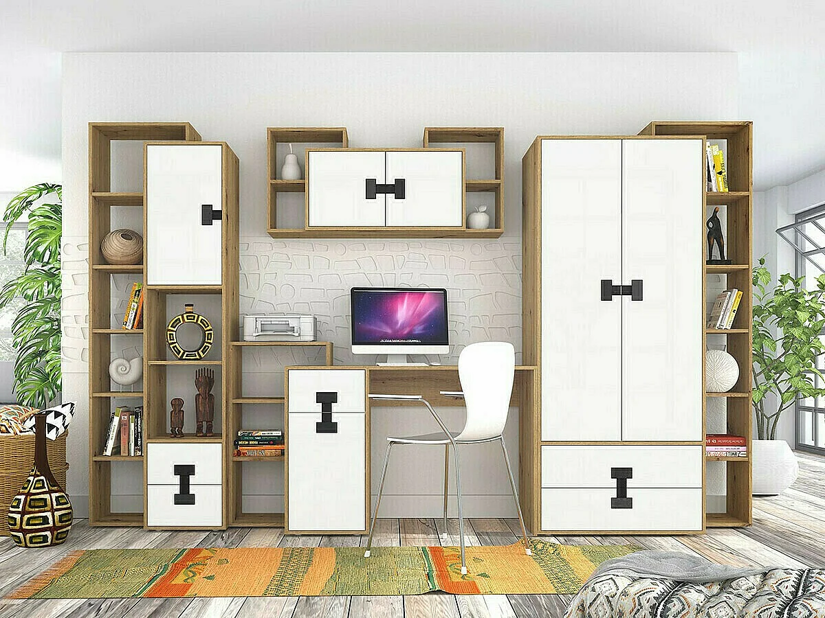 Mesa de escritório Florevi 100, Com gavetas, Número de portas: 1