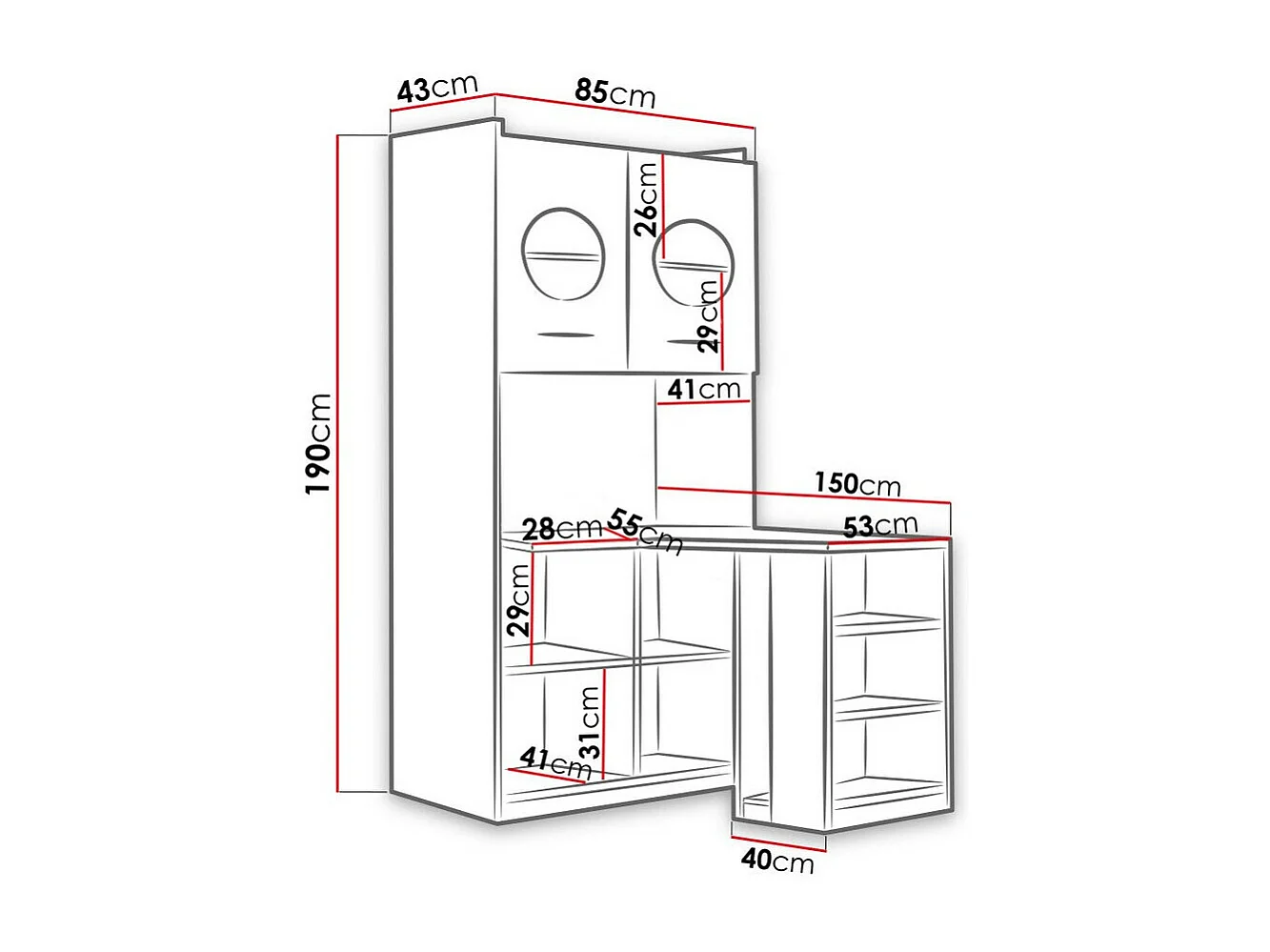 Mesa de oficina Salmere 104, Con puertas, Número de puertas: 2, 75x150x53cm
