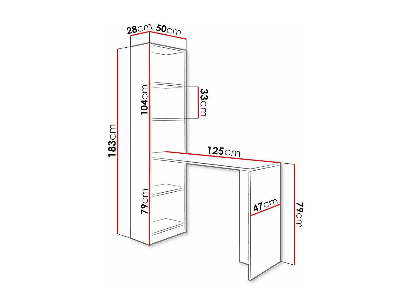 Mesa de oficina Dover 109, 79x125x50cm
