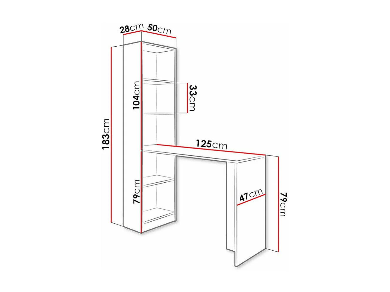 Mesa de oficina Dover 109, 79x125x50cm