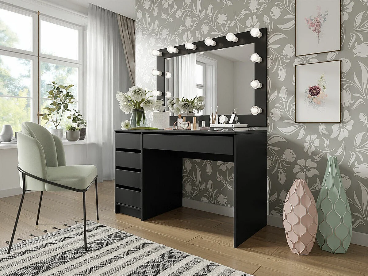 Mesa de oficina Comfivo 312, Con cajones, Número de cajones: 5, 76x120x55cm, Negro