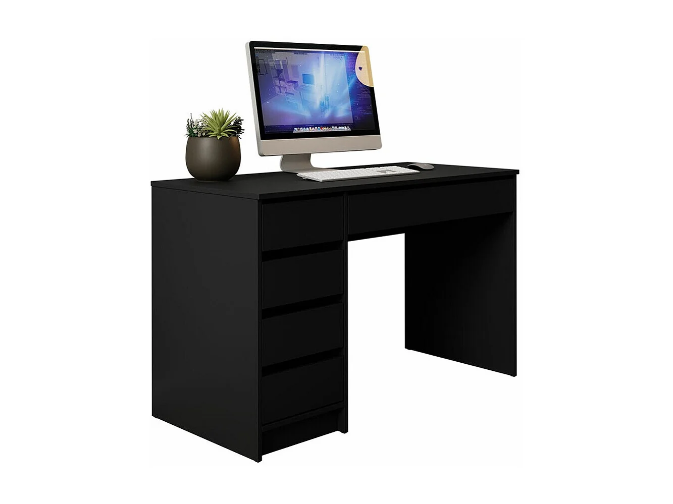 Mesa de oficina Comfivo 312, Con cajones, Número de cajones: 5, 76x120x55cm, Negro