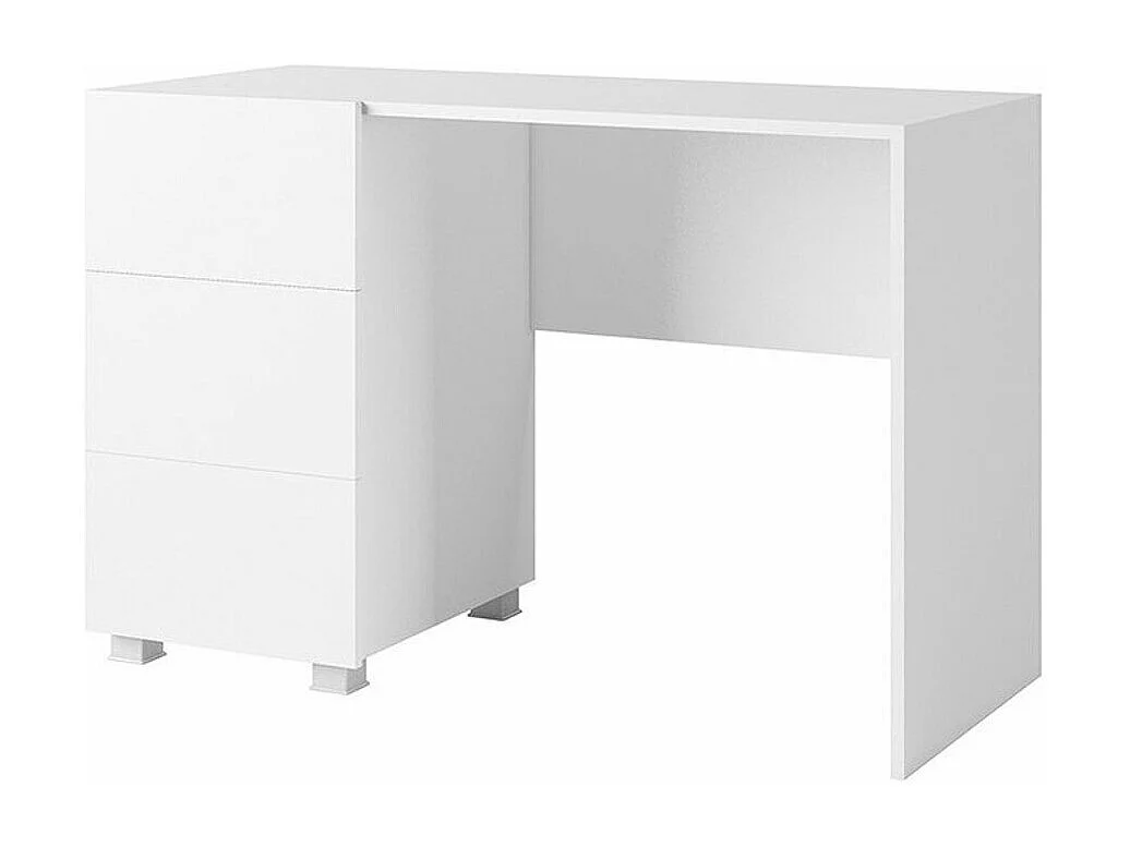 Bureau Tivdalu 122, Avec tiroirs, Nombre de tiroirs: 3, 77x110x50cm, Blanc brillant|Blanc