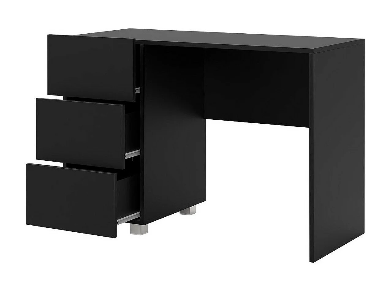 Bureau Tivdalu 122, Avec tiroirs, Nombre de tiroirs: 3, 77x110x50cm, Blanc brillant|Blanc