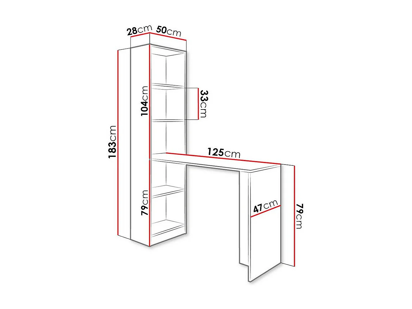 Mesa de oficina Dover 109, 79x125x50cm