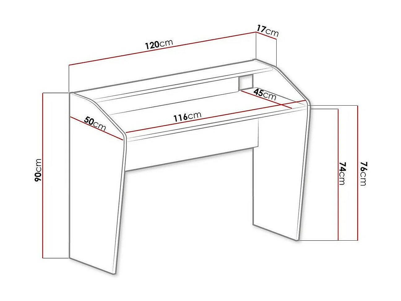 Bureau Sorviru 100, 76x120x50cm, Blanc|Rose