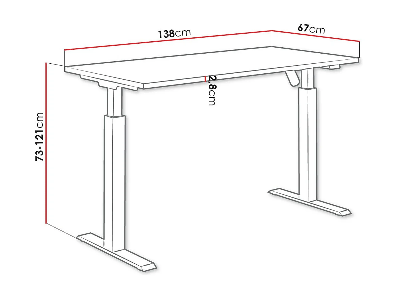Table de travail réglable en hauteur Tucson 171, Électrique|Réglable en hauteur, 73x138cm
