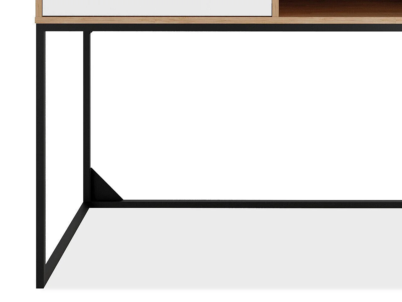 Bureau Romcama 100, Avec tiroirs, 80x120x60cm, Blanc|Hickory chêne