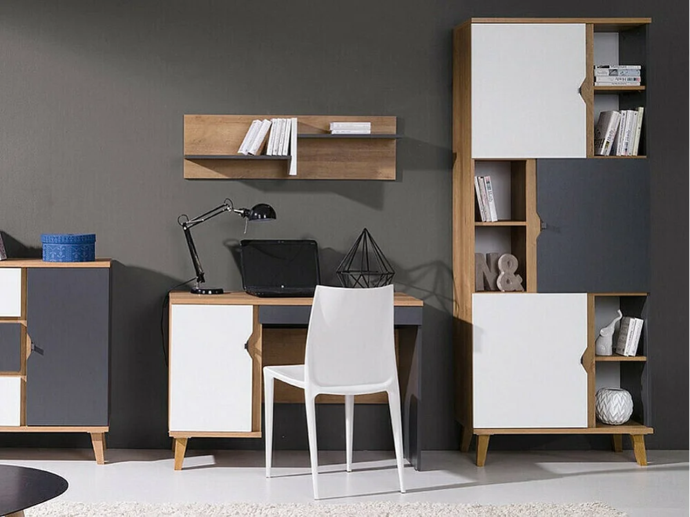 Mesa de oficina Etrmoru 128, Con cajones|Con puertas, Número de puertas: 1, 75x110x50cm