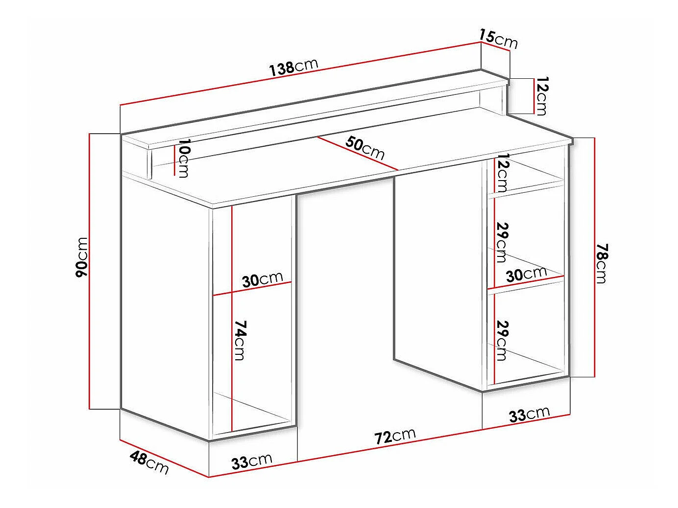 Mesa gaming Hartford 323, 78x138x48cm