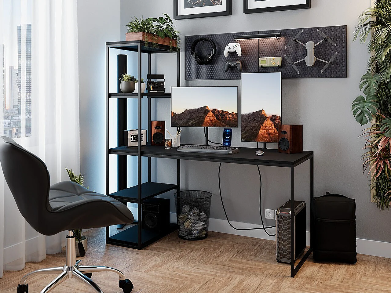 Mesa de oficina Oswego 107, 76x152x64cm, Negro