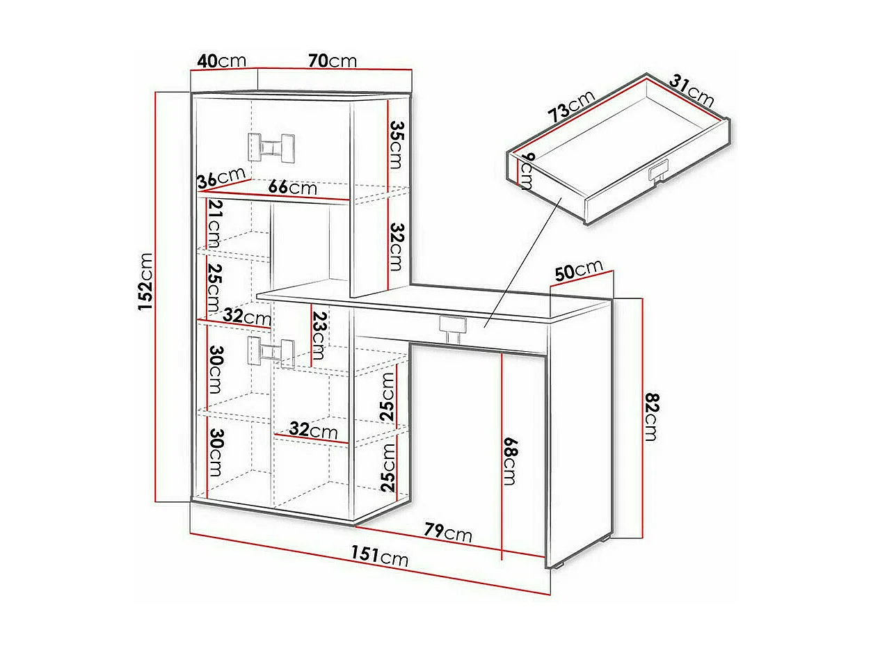 Mesa de oficina Florevi 101, Con cajones|Con puertas, Número de puertas: 4, 82x151x50cm
