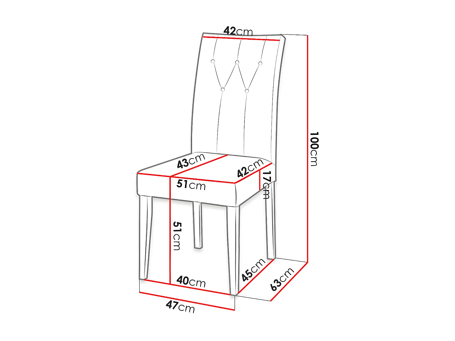 Chaise Racine 109, 100x51x63cm, Tapisserie, En bois, Stratifié