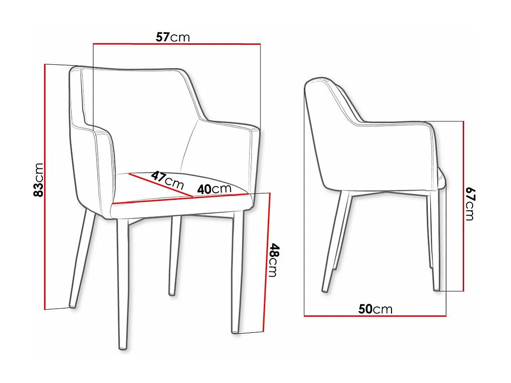 Chaise Jackson 108, 83x57x50cm, Tissu, Métallique, Bois