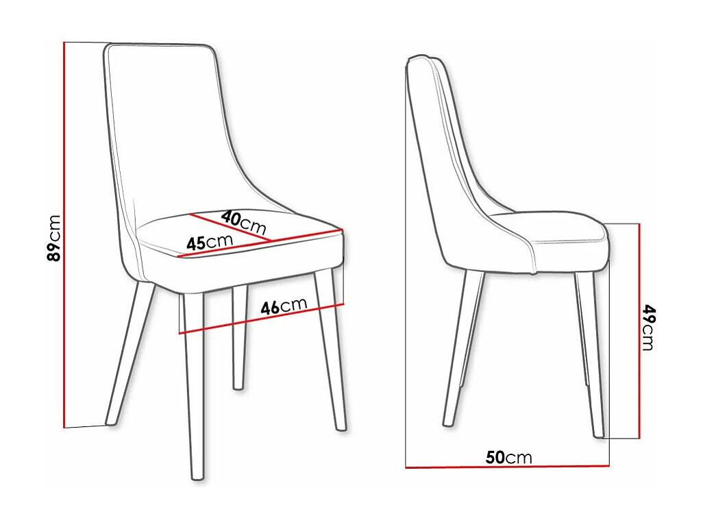 Chaise Jackson 107, 89x46x50cm, Tapisserie, Métallique, Bois