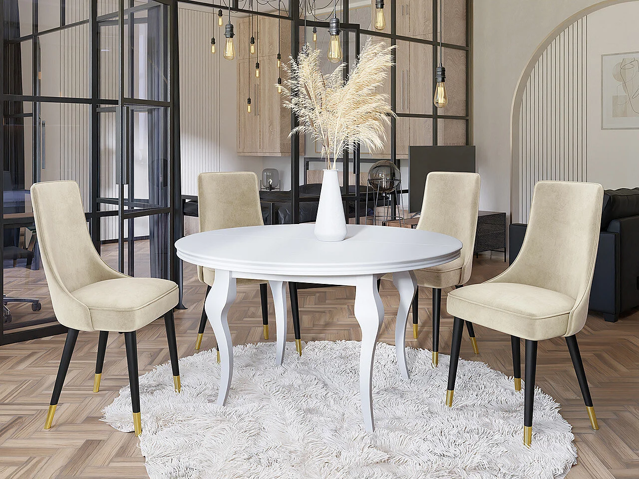 Silla Jackson 107, 89x46x50cm, Tapiz, Metálico, Madera