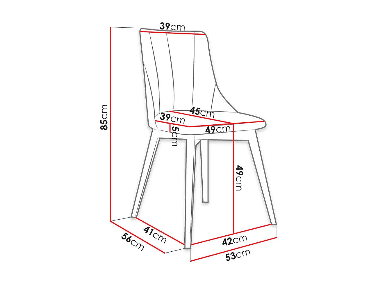 Silla Racine 114, 85x53x56cm, Tapiz, De madera, Aglomerado laminado