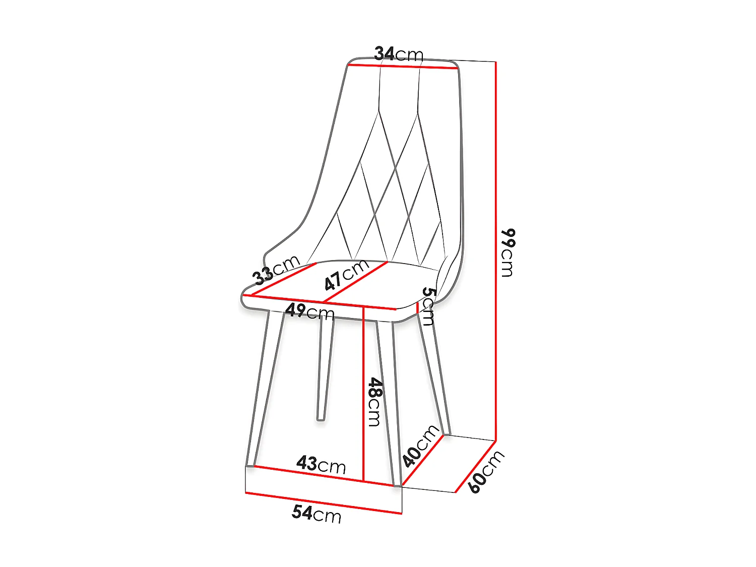 Chaise Racine 112, 99x54x60cm, Tapisserie, En bois, Stratifié