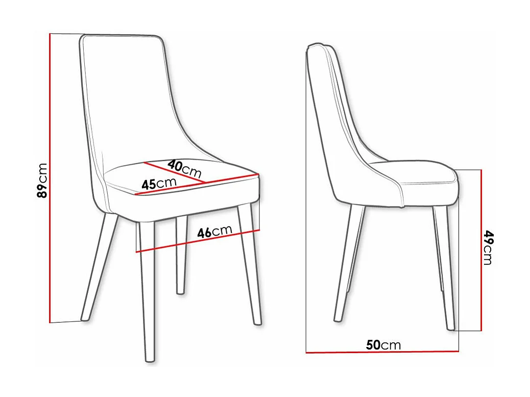 Chaise Jackson 107, 89x46x50cm, Tapisserie, Métallique, Bois