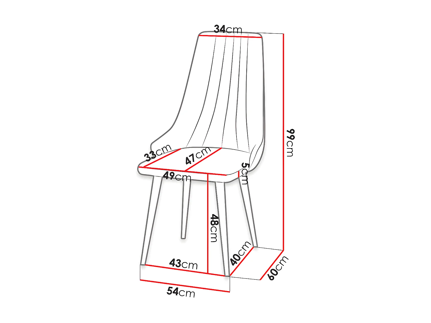 Chaise Racine 113, 99x54x60cm, Tapisserie, En bois, Stratifié