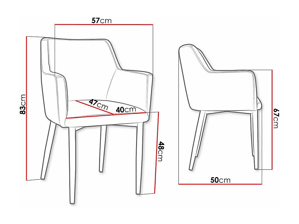 Chaise Jackson 108, 83x57x50cm, Tapisserie, Métallique, Bois