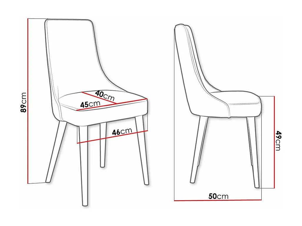 Chaise Jackson 107, 89x46x50cm, Tapisserie, Métallique, Bois