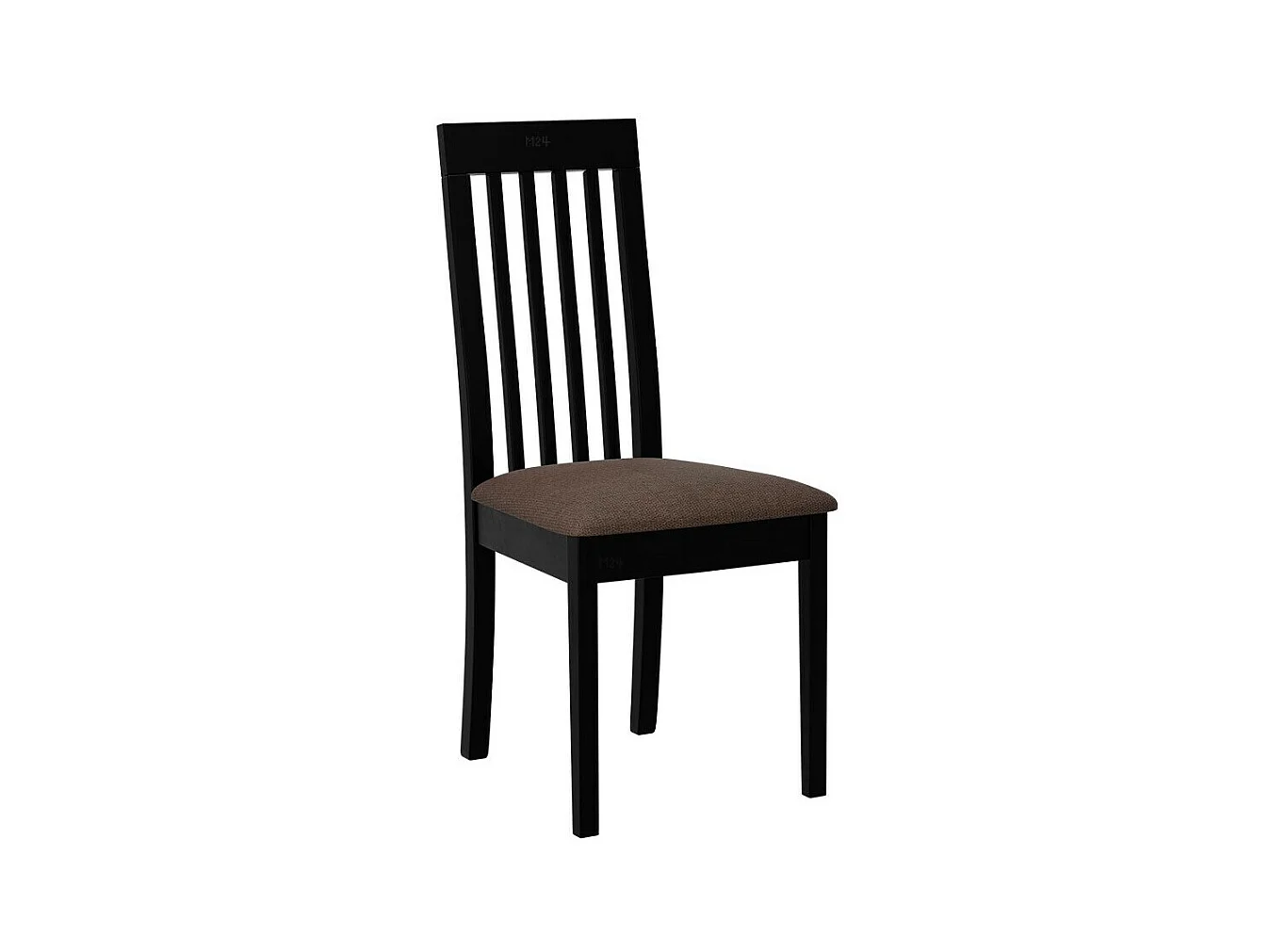 Chaise Victorville 347, Noir|Marron, 96x47x53cm, Tapisserie, En bois, Bois