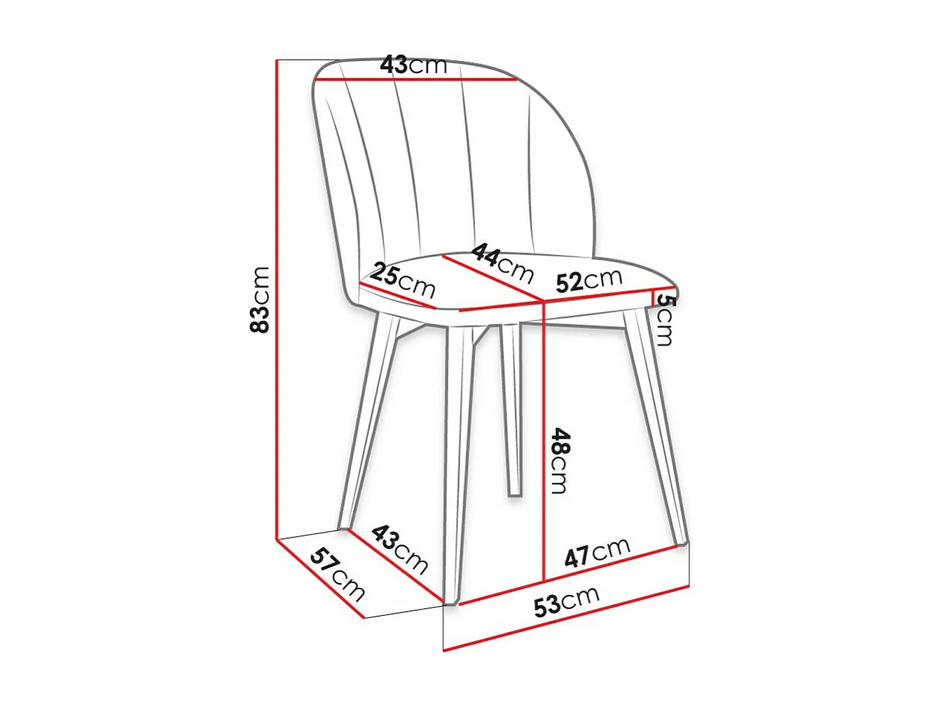 Silla Racine 104, 83x53x57cm, Tapiz, De madera, Aglomerado laminado