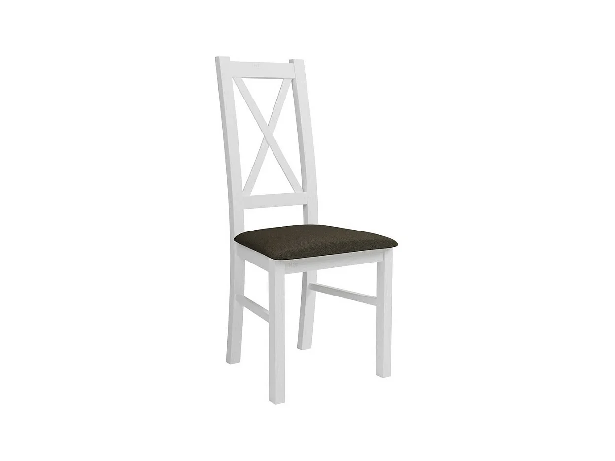 Chaise Sparks 117, Blanc|Marron, 95x46x40cm, Tapisserie, En bois, Bois