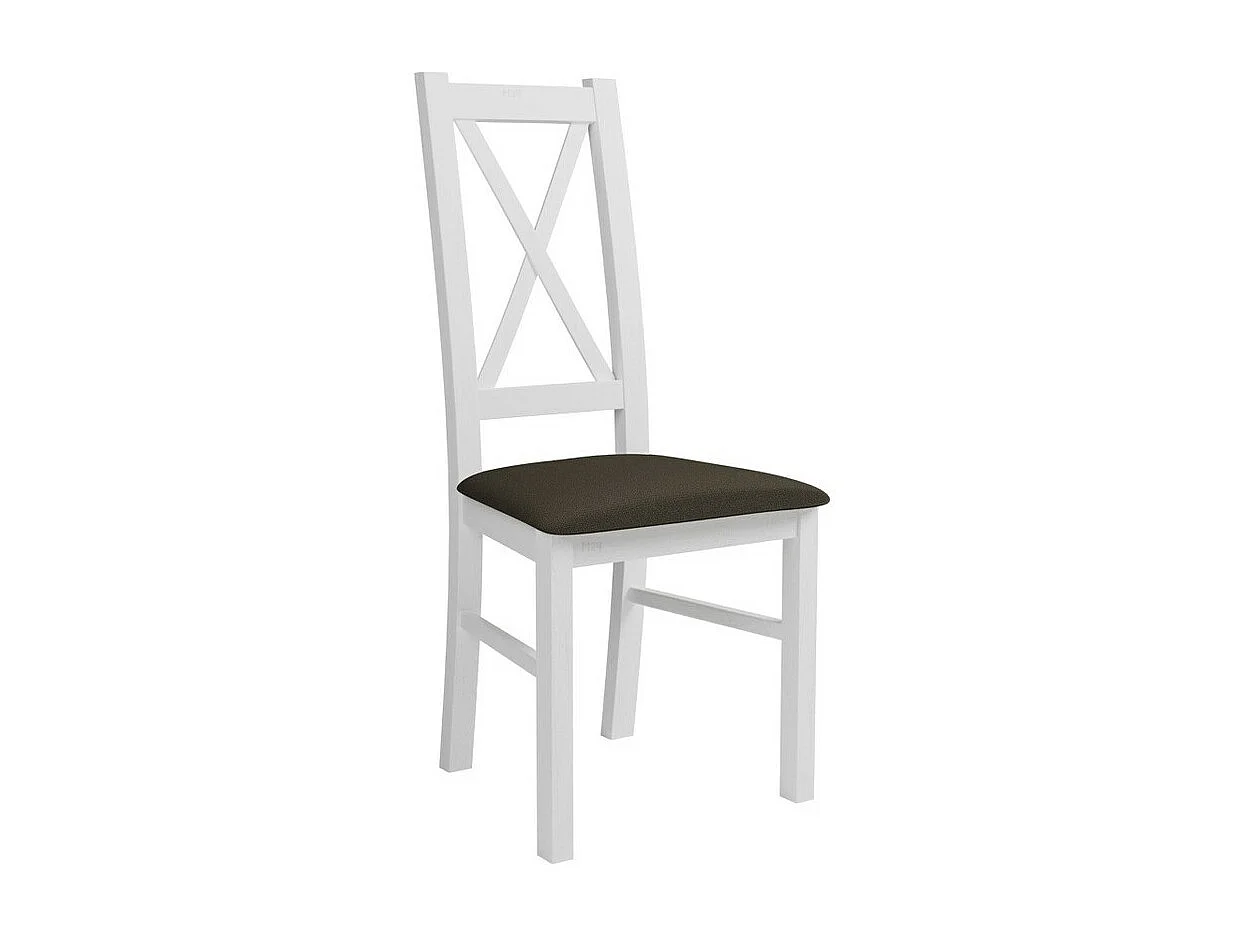 Chaise Sparks 117, Blanc|Marron, 95x46x40cm, Tapisserie, En bois, Bois