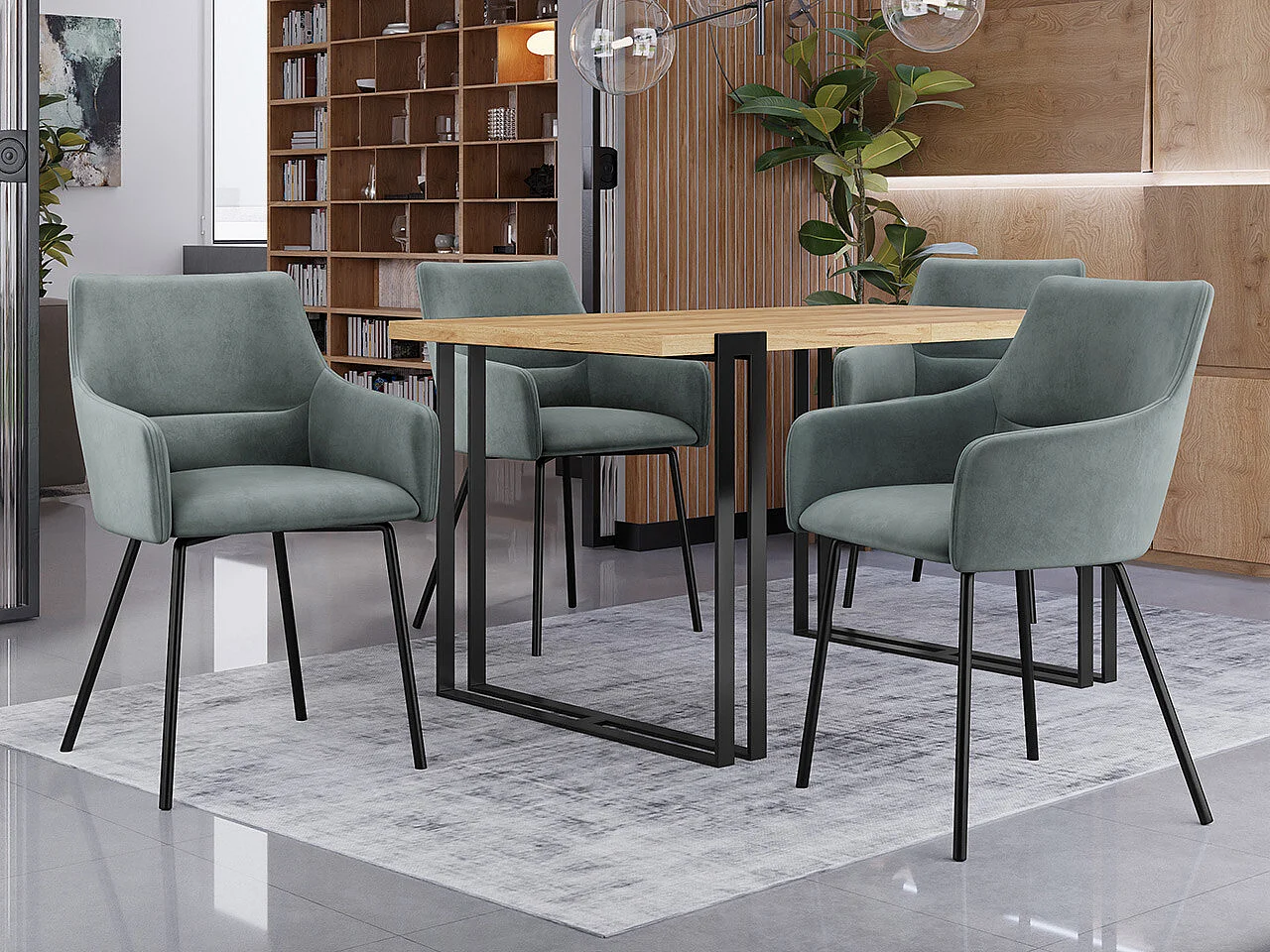 Silla Jackson 109, 81x54x57cm, Tapiz, Metálico, Madera