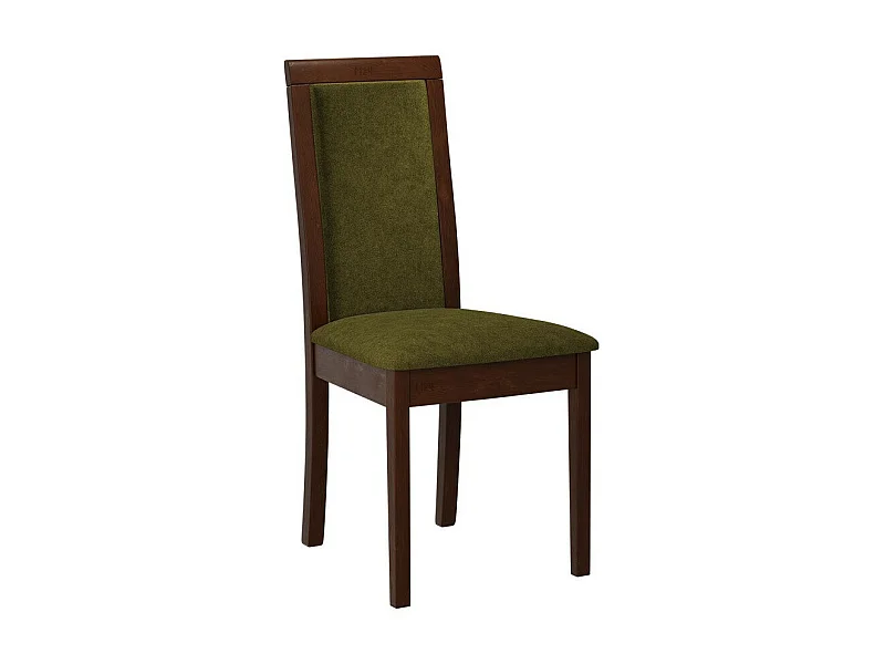 Chaise Victorville 343, Noyer|Vert, 93x47x53cm, Tapisserie, En bois, Bois