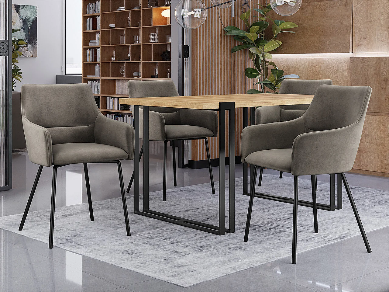 Chaise Jackson 109, 81x54x57cm, Tissu, Métallique, Bois